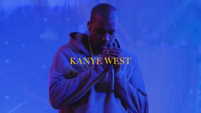 Kanye West, Live concert, 5K, Blue background, American rapper