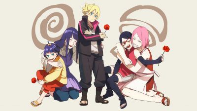 Boruto: Naruto the Movie, Character art, Sakura Haruno, Sarada Uchiha, Hinata Hyuga, Himawari Uzumaki, Boruto Uzumaki