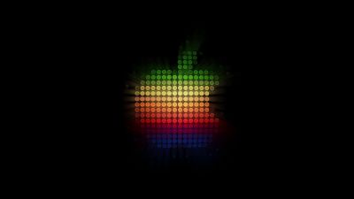 Apple logo, Colorful, Dark abstract, Black background