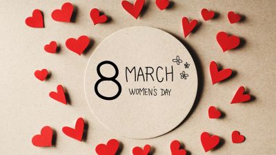 March 8th, Women's Day, Red hearts, Love hearts