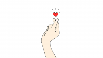 K-pop, Finger heart, Red heart, White background, South Korean, Happy Valentine's Day, Minimalist