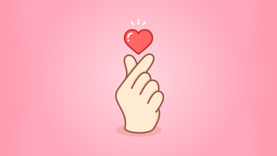 Finger heart, Pink aesthetic, Red heart, K-pop, 5K