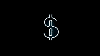 Dollar, Neon sign, Black background, AMOLED, 5K