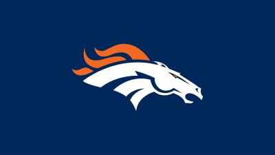 Denver Broncos, 5K, Minimal logo, American football team, NFL team, Blue background, Miles Mascot