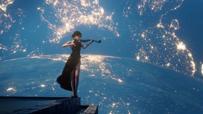 WLOP, Digital Art, Playing violin, Fantasy girl, 5K, 8K, Surreal, Planet Earth