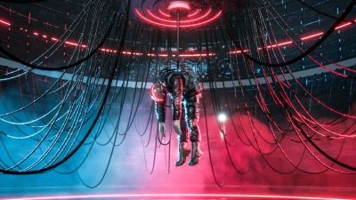 Cyberpunk, Neon art, Chandelier, Science fiction, 5K, Digital Art