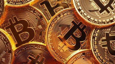 Bitcoin, Gold coins, Cryptocurrency, 5K