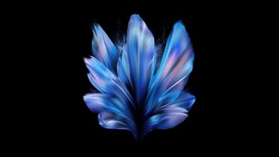Vivo X Fold, Blue abstract, Black background, 5K, AMOLED
