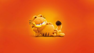 The Garfield Movie, 5K, 2024 Movies, Orange background