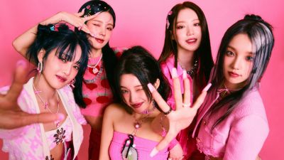 (G)I-dle, Pink aesthetic, 5K, Girl group, Korean singers, K-pop singers, Yuqi, Minnie, Miyeon, Shuhua, Soojin, Soyeon, Pink background