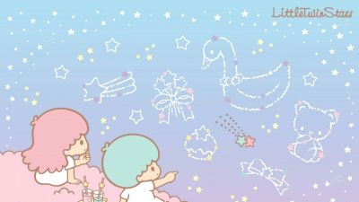 Little Twin Stars, Night sky, Kiki and Lala, Pastel, Aesthetic, Cartoon, Sanrio