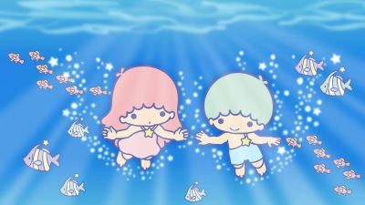 Little Twin Stars, Blue aesthetic, Kiki and Lala, Cartoon, Sanrio