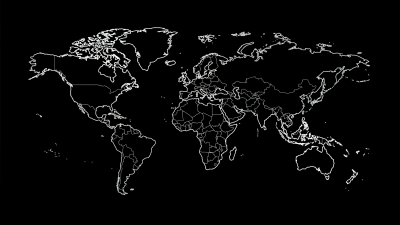 World map, Outline, Black and White, 5K, Black background, AMOLED