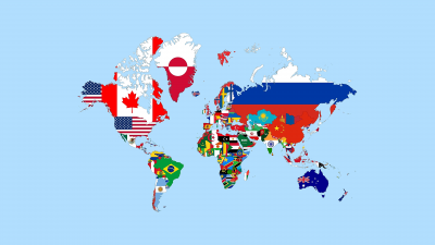 Flag, World map, Pastel blue