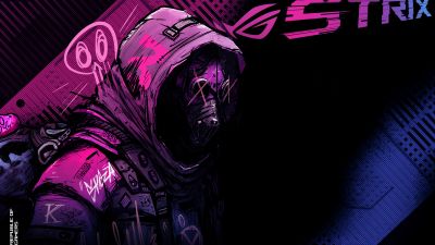 ASUS ROG Strix, Illustration, Dark background, Neon art