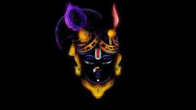 Lord Krishna, Hindu God, AMOLED, 5K, Black background