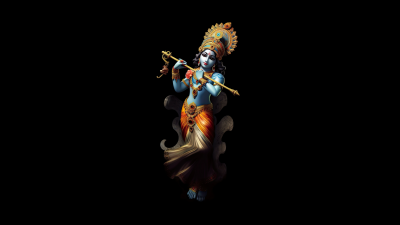 Lord Krishna, Hinduism, AI art, Black background, 10K, Hindu God, 5K, 8K, AMOLED