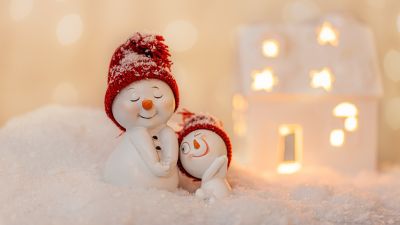Snowmen, Cute Christmas, Decoration, Christmas Eve, Happy, Snow, Cute expressions, 5K, Navidad, Noel
