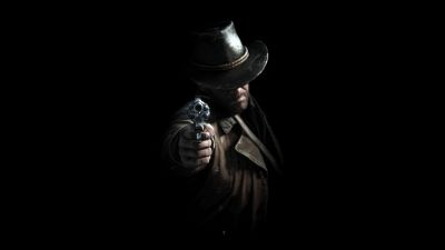 Arthur Morgan, Black background, Red Dead Redemption 2, 8K, AMOLED, 5K