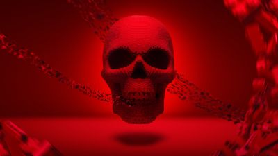 LEGO, Skull, Red background, Ultrawide