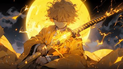 Zenitsu Agatsuma, Sword, Demon Slayer: Kimetsu no Yaiba, Golden