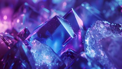 Purple aesthetic, Crystals, Abstract background, 5K, Sparkling