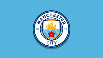Manchester City FC, Football team, Cyan background, Logo, Premier League club