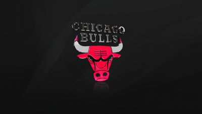 Chicago Bulls, Dark background, Basketball team, Logo, 5K