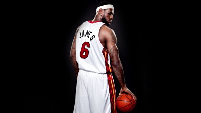 Miami Heat, LeBron James, Dark background, Basketball player