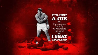 Muhammad Ali, Popular quotes, Boxer, Red background, 5K, Boxing