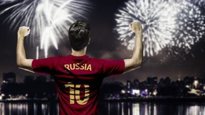 Russia, Football player, Fireworks, 5K