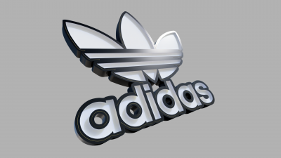 Adidas, Logo, 3D, 5K, Grey background