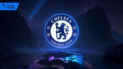 Chelsea FC, Neon logo, Premier League club, Football club, 5K, 8K, Blue aesthetic