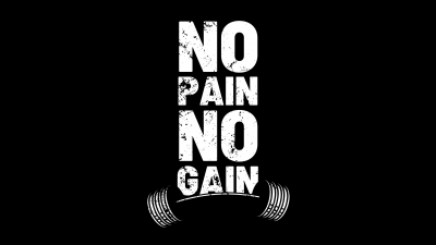 No pain No gain, Inspiring, 5K, Black background, AMOLED, Minimalist, Gym, Weight training