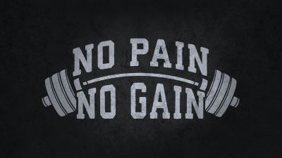 No pain No gain, Dumbbell workout, 5K, Inspirational quotes, Motivational quotes, Dark background, Monochrome, 5K
