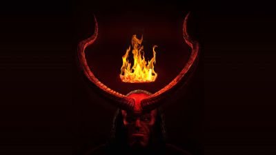Hellboy, 5K, Movie poster, Dark background, Superhero