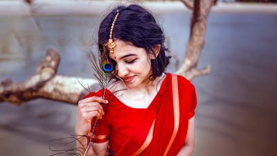 Mamitha Baiju, Photoshoot, 5K, 8K, Malayalam actress, Indian actress, Saree