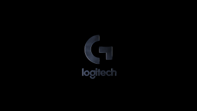 Logitech, Minimalist, Black background, Minimal logo