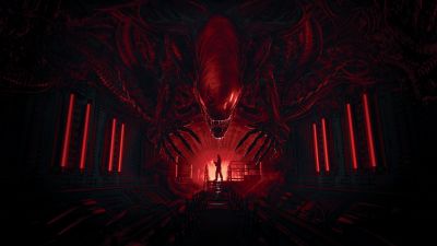 Alien: Romulus, Horror Movies, Dark red, Dark theme, 2024 Movies, Xenomorph