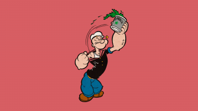 Popeye Spinach, Cartoon, 5K, Pastel red