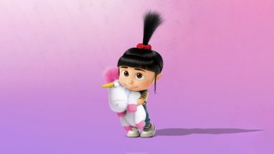 Agnes, Unicorn, Despicable Me, 5K, 8K, Pink background, Aesthetic