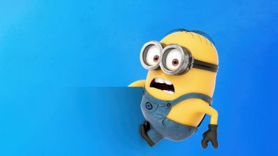 Minion, Despicable Me, Blue background, 5K