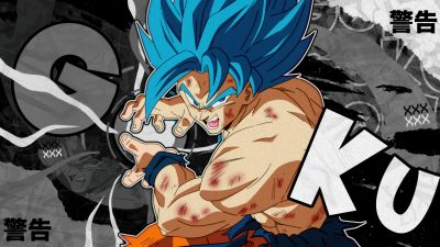 Super Saiyan Blue Goku, Dragon Ball Super, Monochrome background