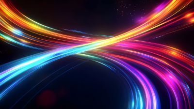 Neon, Curves, Infinity, Neon trails, Dynamic, Energy, Galaxy, 5K, 8K, Cosmic, Colorful background