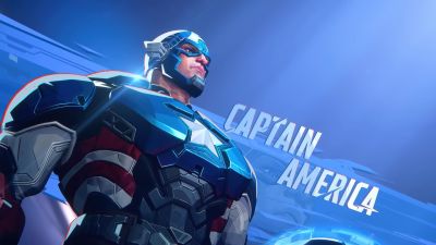 Captain America, Marvel Rivals, 2024 Games, Blue background