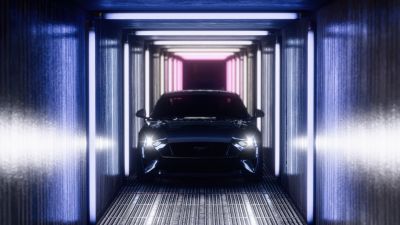 Ford Mustang, Ultrawide, Neon Lights, Tunnel, Futuristic, 5K