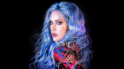 Alissa White-Gluz, 8K, Portrait, Canadian singer, Black background, 5K