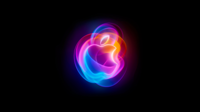 Its Glowtime, Apple Event, Dark aesthetic, 5K, Black background, AMOLED, Colorful art, Apple logo, Vibrant