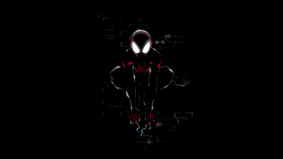 Miles Morales, Spider-Man, Dark, Black background, Artwork, 5K, 8K, Spiderman