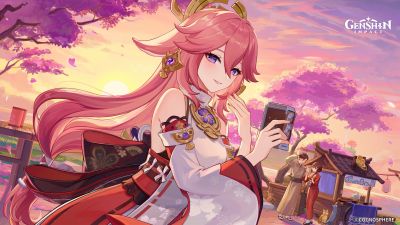 Yae Miko, Genshin Impact, Pink aesthetic, 2024 Games